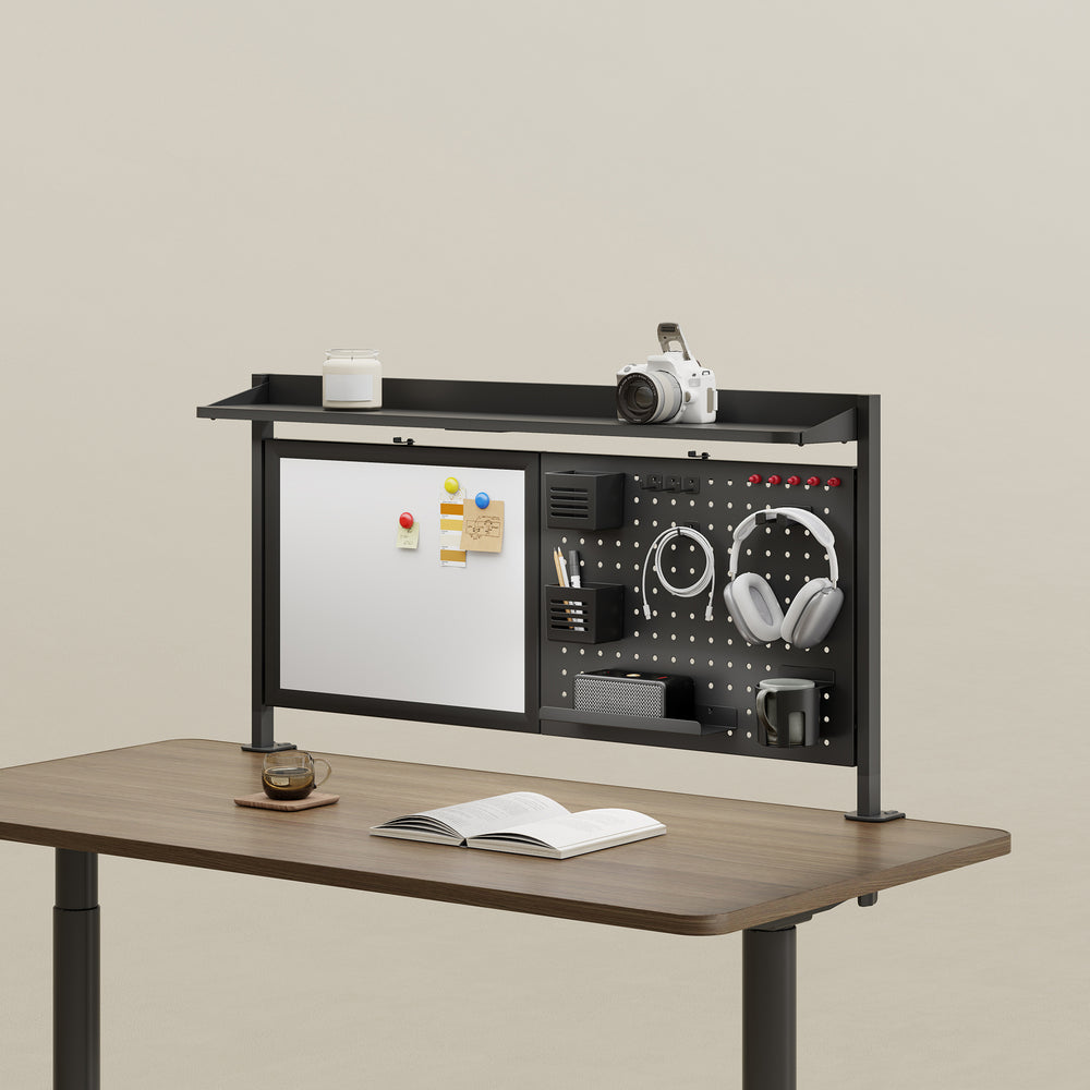 Schreibtisch-Organizer Virvik zum Anklemmen 117x73 cm Stahl [en.casa]