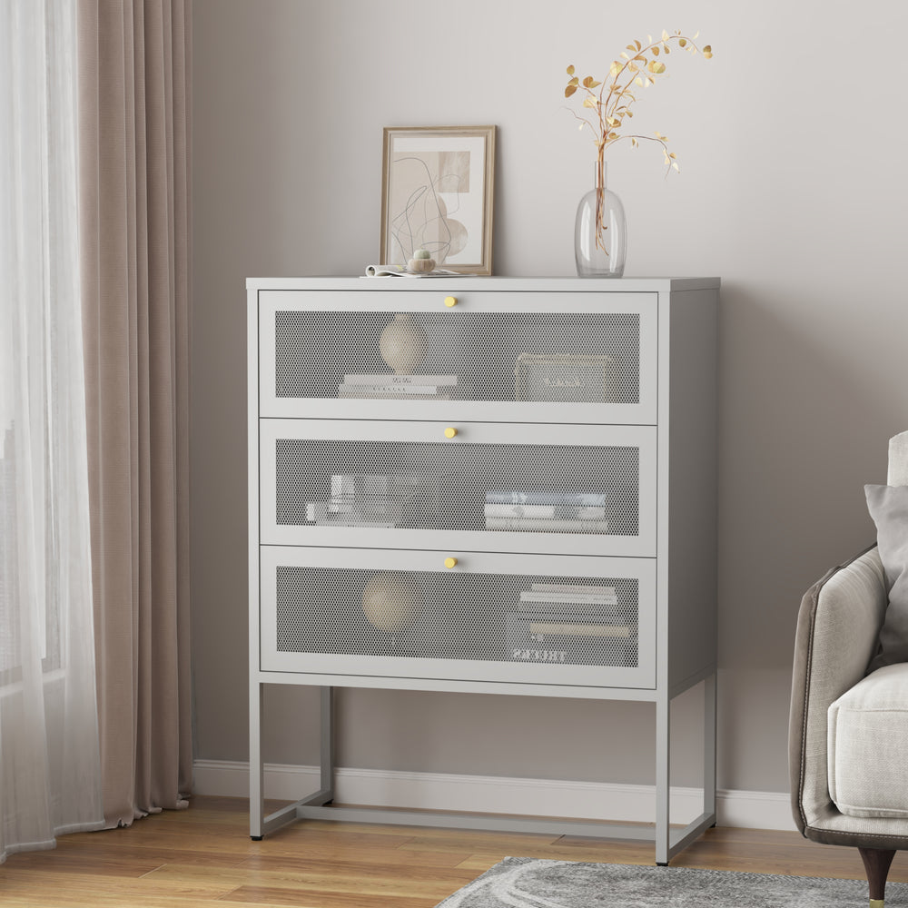 Büroschrank Sund mit 3 Schubladen 105x80x40 cm Grau [en.casa] - premiumXL