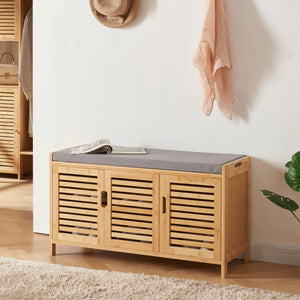 Schuhschrank Selk mit Sitzfläche Bambus [en.casa] - premiumXL