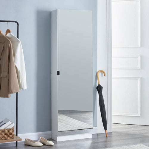 Schuhschrank Meura 160x48x20cm verspiegelt Weiß [en.casa] - premiumXL