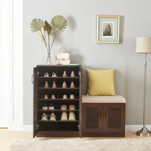 Schuhschrank Løten mit Sitzbank 120x36x97 cm Wenge [en.casa]