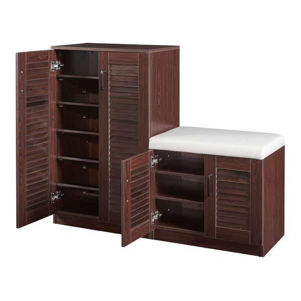 Schuhschrank Løten mit Sitzbank 120x36x97 cm Wenge [en.casa]