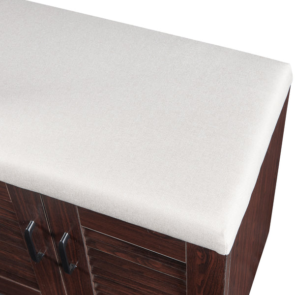 Schuhschrank Løten mit Sitzbank 120x36x97 cm Wenge [en.casa]