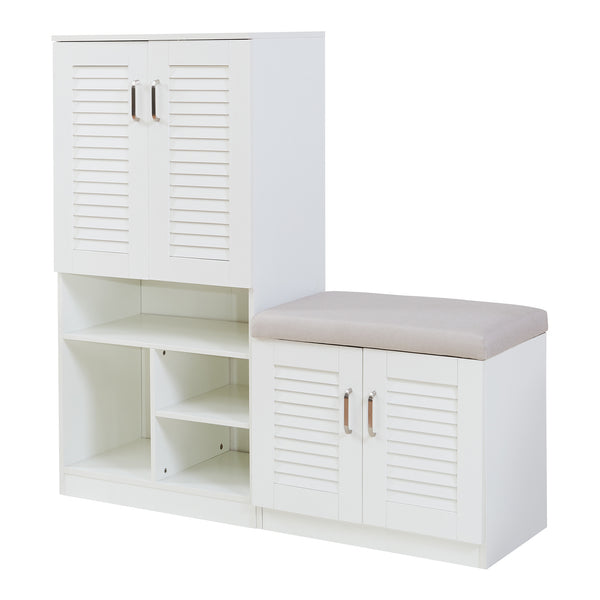 Schuhschrank Løten 120x37x120 cm Weiß [en.casa]