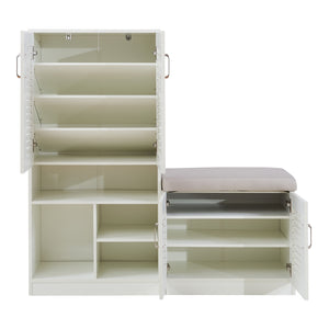 Schuhschrank Løten 120x37x120 cm Weiß [en.casa]