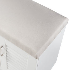 Schuhschrank Løten mit Sitzbank 120x36x97 cm Weiß [en.casa]