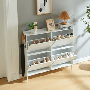 Schuhschrank Ylitornio 91,5x100x19 cm Weiß [en.casa]