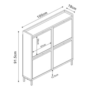 Schuhschrank Ylitornio 91,5x100x19 cm Weiß [en.casa]