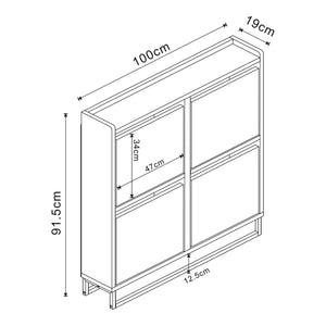 Schuhschrank Ylitornio 91,5x100x19 cm Weiß [en.casa]