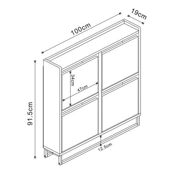 Schuhschrank Ylitornio 91,5x100x19 cm Weiß [en.casa]