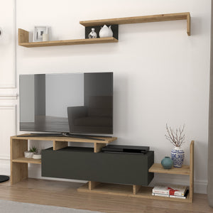 Fernsehschrank Liksefte mit Wandregal 154x28x42 cm [en.casa]