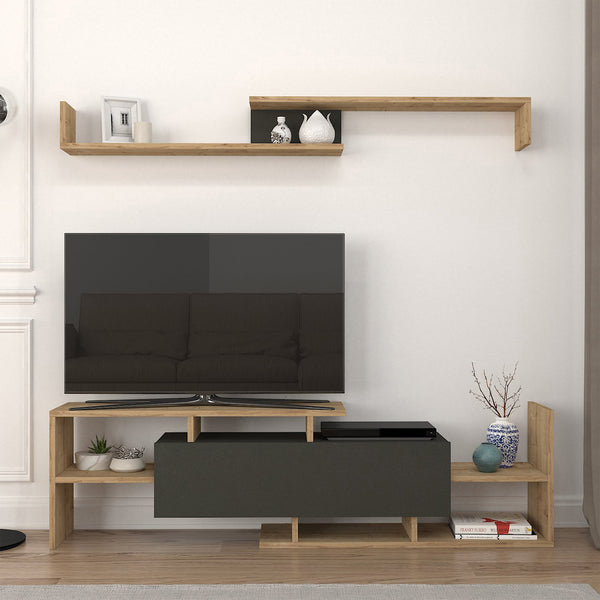 Fernsehschrank Liksefte mit Wandregal 154x28x42 cm [en.casa]