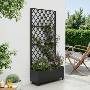 Trennwand Malja mit Blumenkasten Stahl 190x82x38 cm Schwarz [casa.pro]