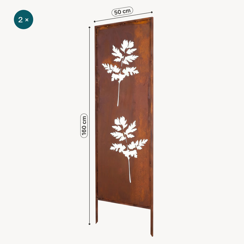 Maßskizze Gartenstecker Irsina 2er Set 160x50 cm Cortenstahl Edelrost [casa.pro]