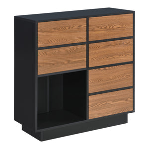 Beistellschrank Krokom 88x80x30 cm Schwarz/Dunkler Holzton en.casa
