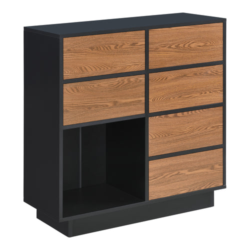Beistellschrank Krokom 88x80x30 cm Schwarz/Dunkler Holzton en.casa