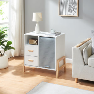 Sideboard Kvaefjord mit Jalousietüren Weiß/Grau [en.casa]