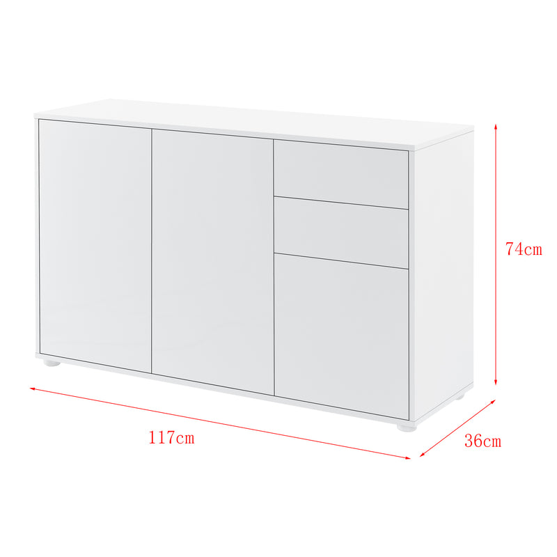 Maßskizze Sideboard Paarl 74x117x36 cm in versch. Farben en.casa