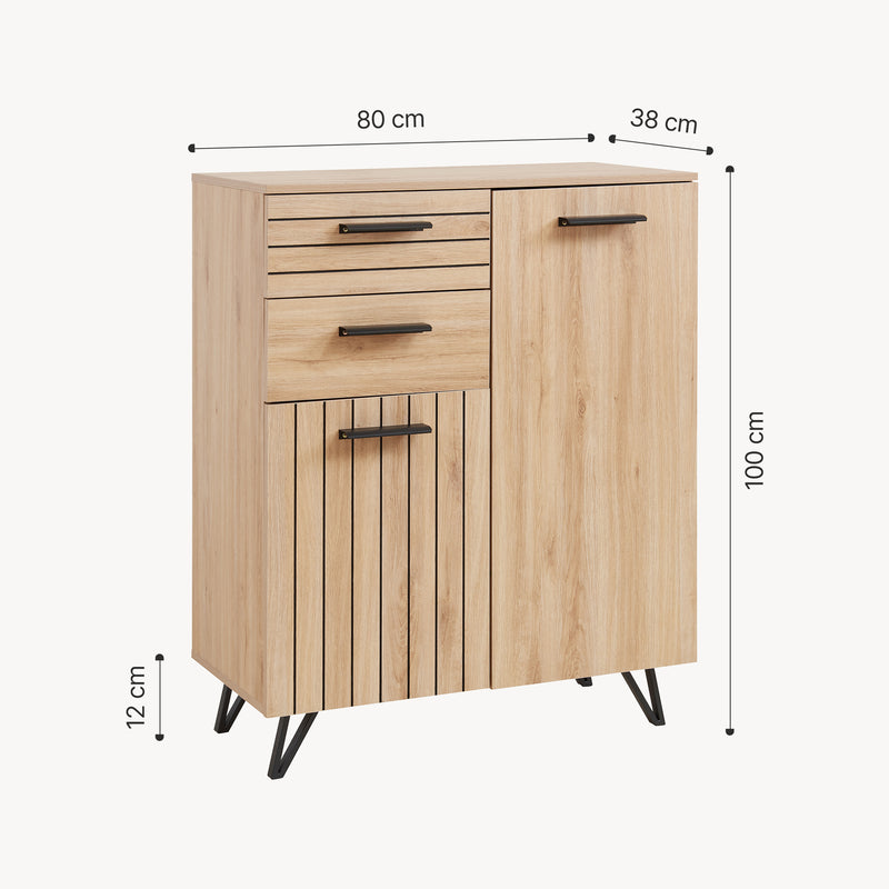 Maßskizze Sideboard Noppen [en.casa]