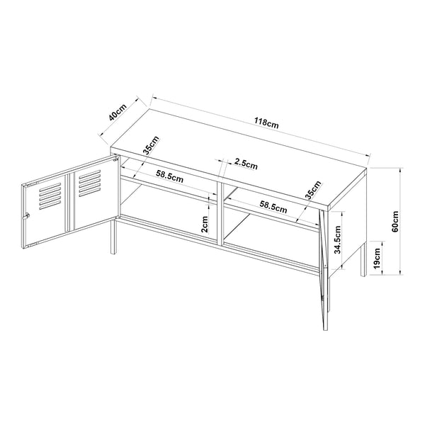 Sideboard Pyhtää 118x40x60cm Stahl [en.casa]