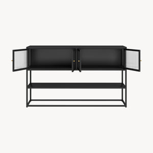 Sideboard Säkylä mit 4 Glastüren 150x38x90 cm Stahl [en.casa]