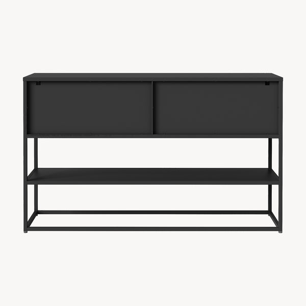 Sideboard Säkylä mit 4 Glastüren 150x38x90 cm Stahl [en.casa]