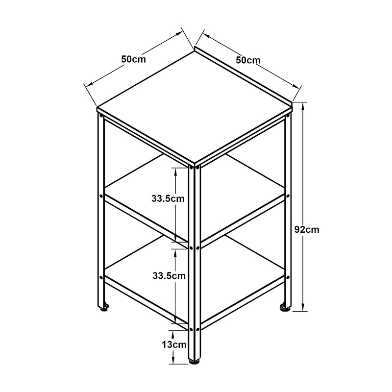 Maßskizze Outdoor Standregal Bolognano 92x50x50 cm [casa.pro]