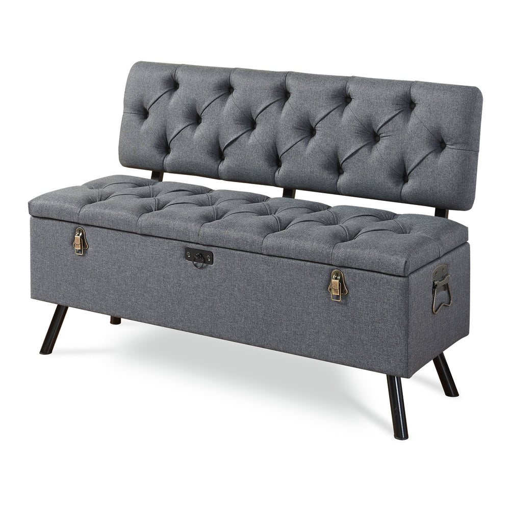 Sitztruhe Malmöhus 110x48x75cm Dunkelgrau [en.casa]