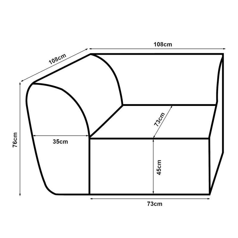 Maßskizze Sofa-Modul Hurvas [en.casa]