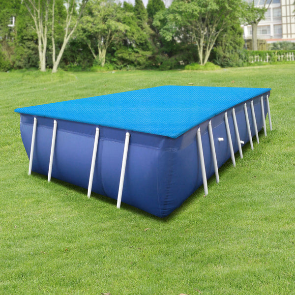 Solar Poolabdeckung Ferrarno Blau eckig [en.casa]