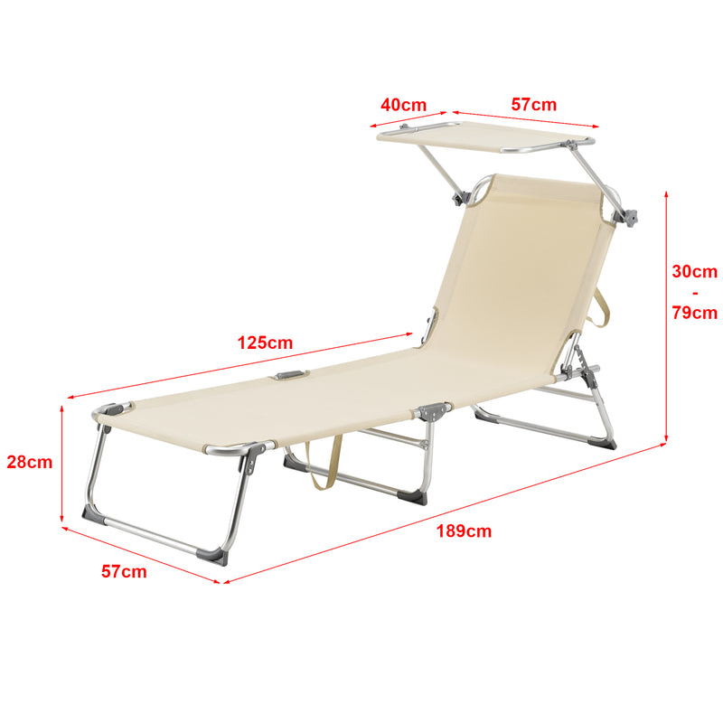 Maßskizze Sonnenliege Legorreta Aluminium 189x57x28 cm [en.casa]