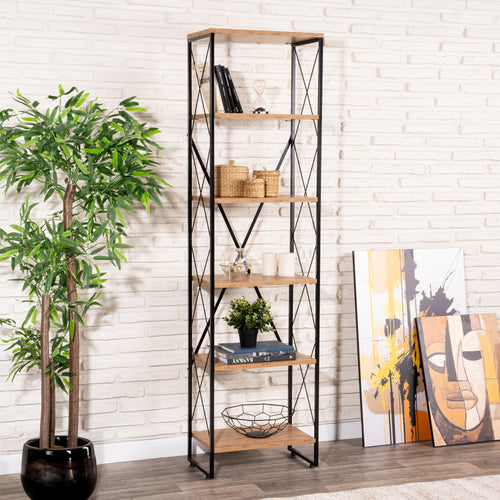 Standregal Åre 180x50x30cm Schwarz/Holzoptik [en.casa]