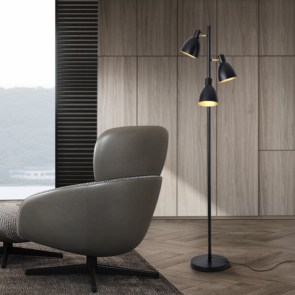 Stehlampe Witney 3 - flammig Schwarz / Goldfarben [lux.pro] - premiumXL