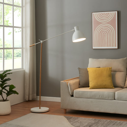 Stehleuchte Banchory Metall 163 cm Holzoptik/Weiß [lux.pro] - premiumXL