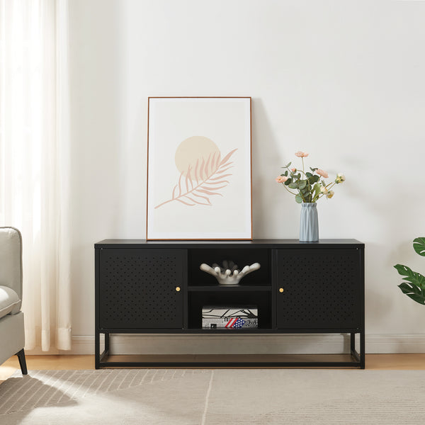 TV Schrank Janakkala Stahl Schwarz [en.casa]