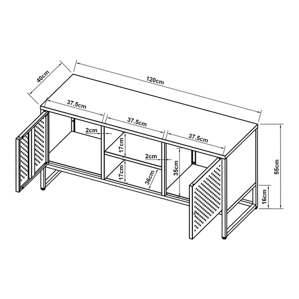 TV Schrank Janakkala Stahl Schwarz [en.casa]