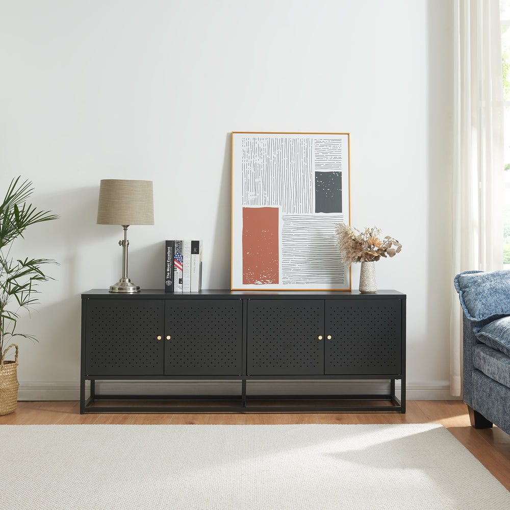 TV Schrank Janakkala Stahl Schwarz [en.casa]