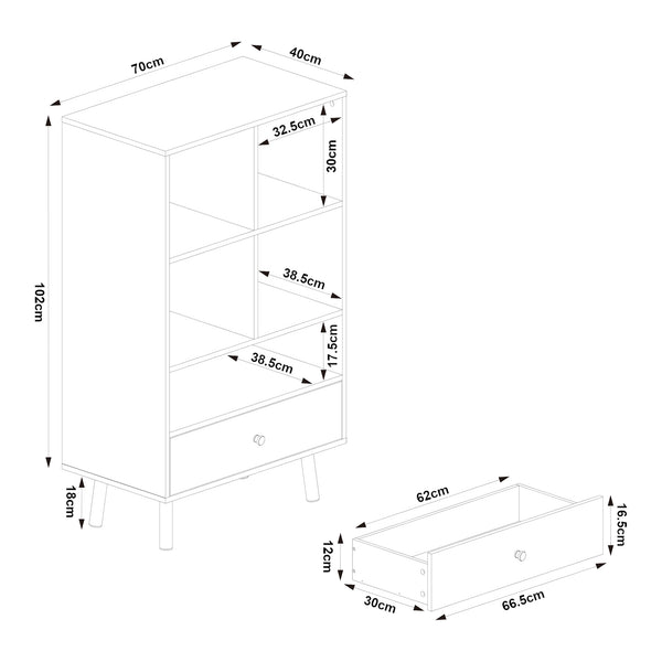 Bücherregal mit Schublade Reyljand [en.casa]