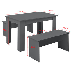 Tisch- und Bank Set 110x70 cm in versch. Farben en.casa