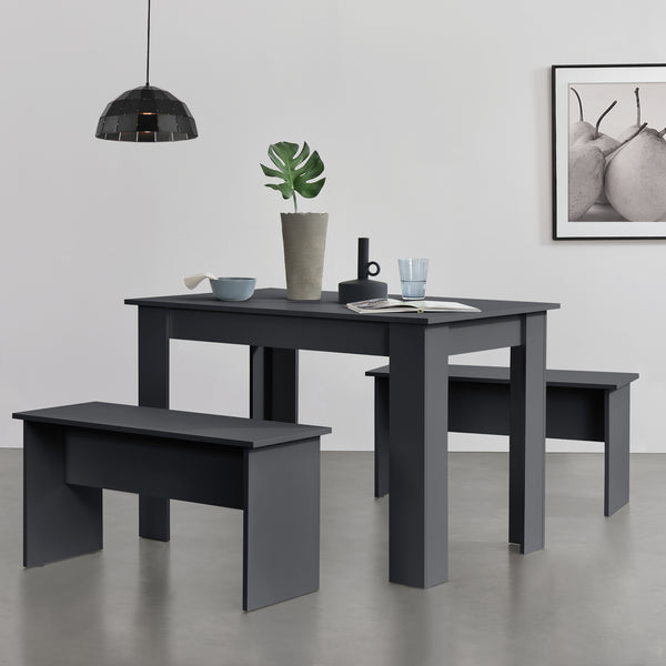 Tisch- und Bank Set 110x70 cm in versch. Farben en.casa