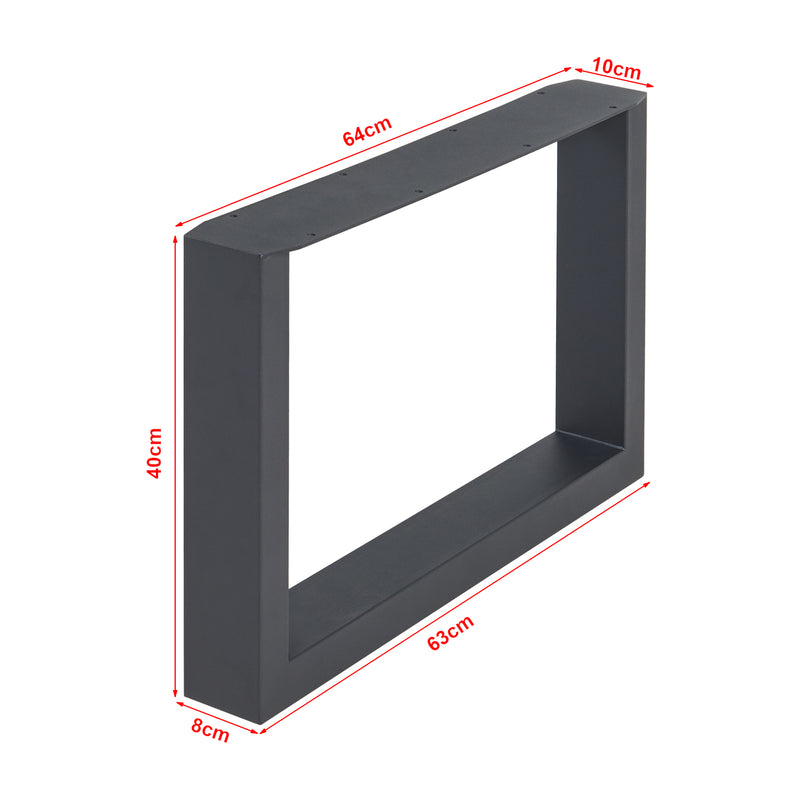 Maßskizze Tischgestell 2er Set Makers Stahl Schwarz [en.casa]