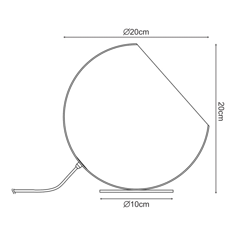 Maßskizze Tischleuchte Lukkodso 1xE27 Ø20x20 cm Metall [lux.pro]