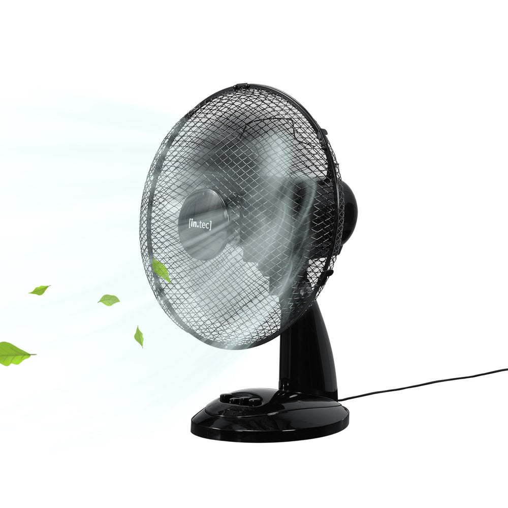 Tischventilator 31cm Ø mit 3 Stufen Oszillierend 40W Schwarz in.tec