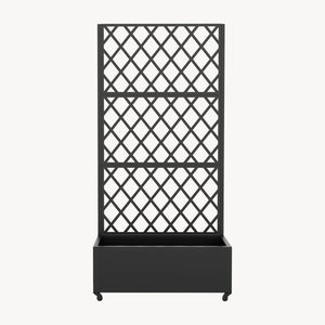 Trennwand Malja mit Blumenkasten Stahl 190x82x38 cm Schwarz [casa.pro]