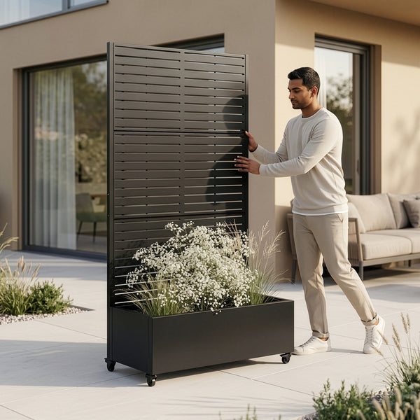 Trennwand Nodepp mit Blumenkasten Stahl [casa.pro]