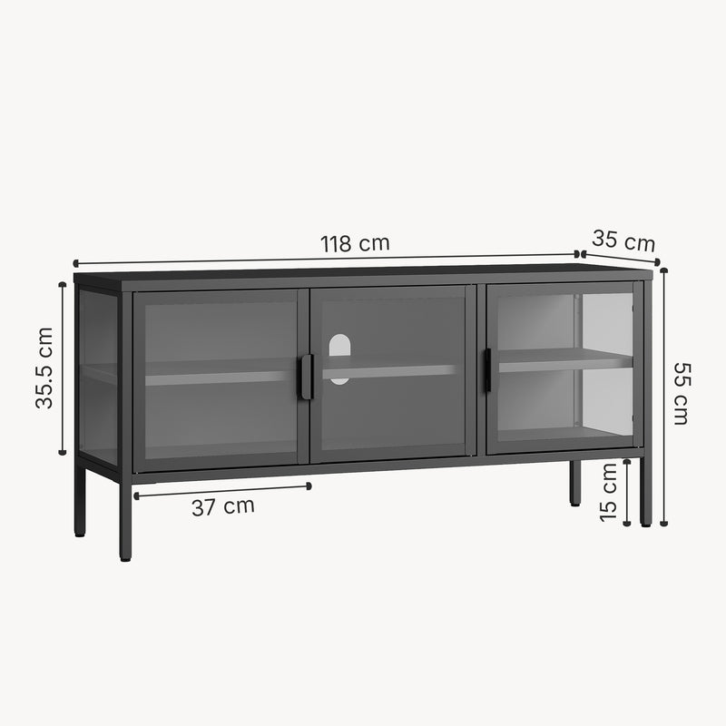 Maßskizze Vitrinen-Sideboard Borshavisa [en.casa]