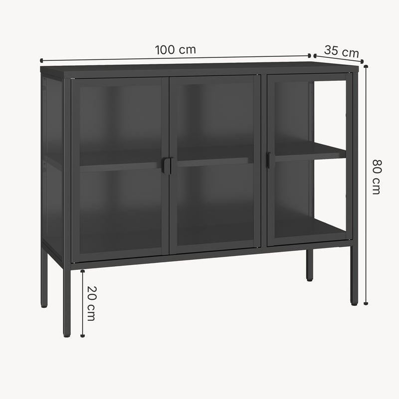 Maßskizze Vitrinen-Sideboard Borshavisa [en.casa]