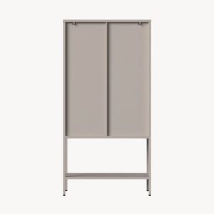 Vitrinenschrank Klippestad Stahl 160x80x35 cm Warmgrau [en.casa]
