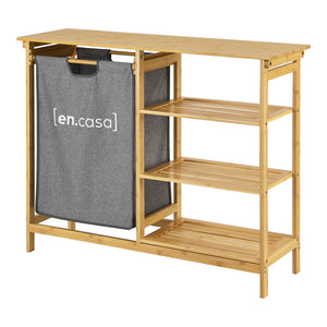 Badregal mit Wäschekorb Nousiainen Bambus 80 x 100 x 30 cm [en.casa]