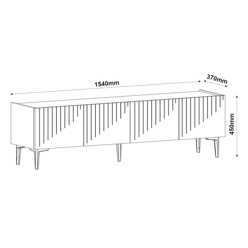 Maßskizze Fernsehtisch Oppdal 154x37x45cm [en.casa]